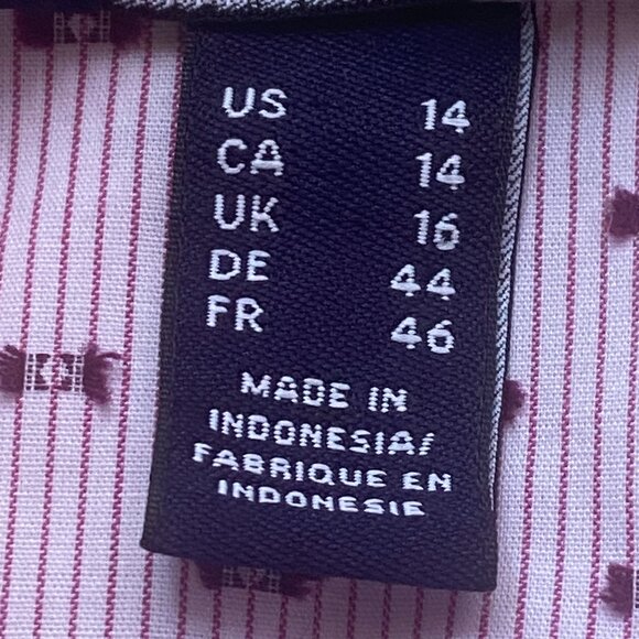 NEW The Outfitters by Lands'End Sz 14 Blouse Shirt 3/4 Sleeve Striped/Geometric - Picture 9 of 11